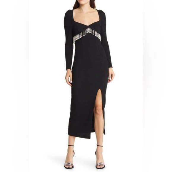 Saylor Alina Fringe Knit Midi-Dress - Picture 1 of 10